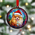 Pomeranian in Santa Hat Suncatcher Decoration